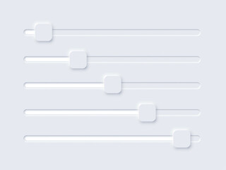 Poster - Neomorphism UI, switch volume slide bar set, soft user interface, slidebars for sound
