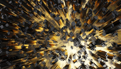 Poster - Futuristic Gold and Black element extruded abstract background , 3d rendering