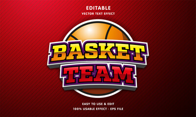 Canvas Print - basket ball team editable text effect with modern and simple style, usable for logo or campaign title