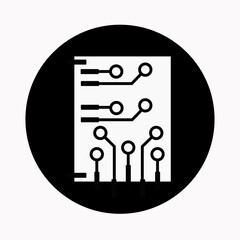 Wall Mural - circuit board icon in flat style. microchip symbol isolated on white background. processor pictogram