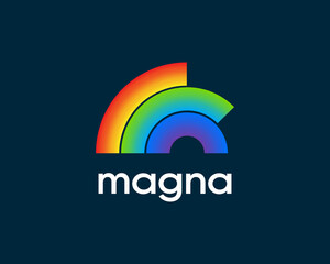 Poster - abstract vibrant gradient rainbow logo design template. creative vector waves, app logotype icon sig