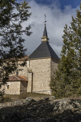 Canvas Print - Old historic Hermitage of Los Enebrales in Tamajon, village of Guadalajara, Spain