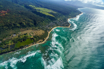 Wall Mural - Scenic view of a mountain landscape in Hawaii under a blue sky