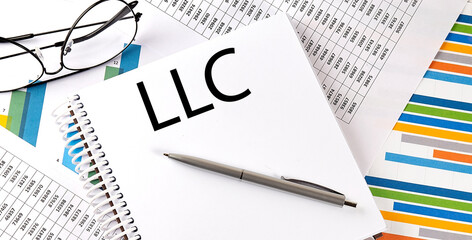 Poster - Notebook with text LLC . Diagram and white background