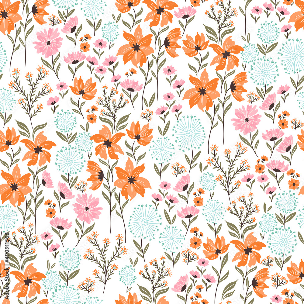 Pastle Spring Bloom Floral Pattern Stock Vector | Adobe Stock