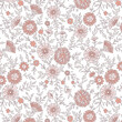 Pink Swirly Flowers And Leaves Pattern