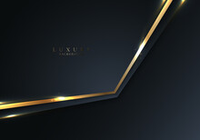 Luxury Style Template Abstract 3D Blue Geometric Shapes And Golden Stripes Line