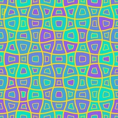 Canvas Print - retro cartoon 70s with distorted checkered seamless pattern background