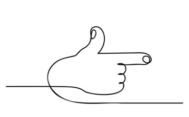 The gesture a finger snapping. Sign easy or good, positive. Hand drawing in one continuous line style. Vector