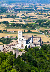 Canvas Print - Assisi village in Umbria region, Italy. The town is famous for the most important Italian Basilica dedicated to St. Francis - San Francesco.