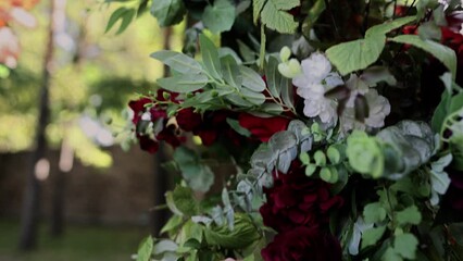 Poster - decor of a wedding arch for a wedding ceremony from fresh flowers