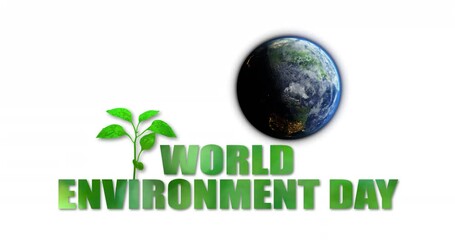 Wall Mural - world environment day with sunrise and shadow on the earth rotate in star space universe. world real