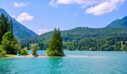 Lake Walchensee -  close to mountain Herzogstand and Kochel am See - beautiful travel destination in Bavaria, Germany