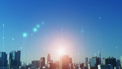 Aufkleber - Smart city and communication network concept. Digital transformation.