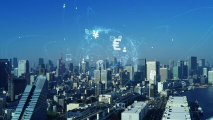 Poster - smart city and communication network concept. 5g. lpwa (low power wide area). wireless communication