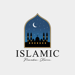 Wall Mural - ramadan kareem or mosque badge logo vector illustration design