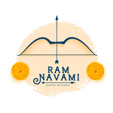 Shree Ram Navami Wishes Card With Bow Arrow And Flower