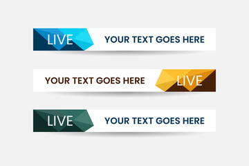 Wall Mural - Set of bundle lower third vector design background texture banner template with orange, green and blue shape strip color. Modern broadcast news lower for TV Bars, Sport, Video Channel, Screen, Show.