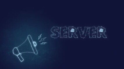 Leinwandbilder - Megaphone banner with text server. Plexus style of blue glowing dots and lines