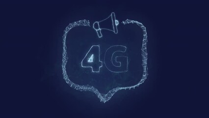 Leinwandbilder - Megaphone banner with speech bubble and text 4G. Plexus style of green glowing dots and lines