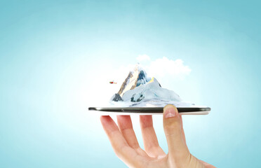 Sticker - Mountain with snow top in hands