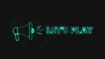 Leinwandbilder - Megaphone banner with text let's play. Plexus style of blue glowing dots and lines