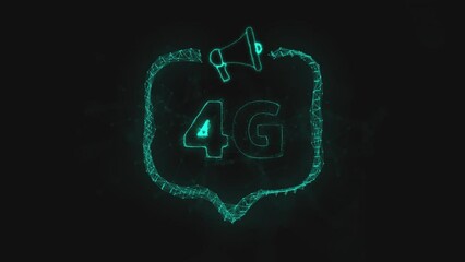Leinwandbilder - Megaphone banner with speech bubble and text 4G. Plexus style of green glowing dots and lines