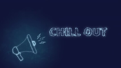 Leinwandbilder - Megaphone banner with text chill out. Plexus style of blue glowing dots and lines