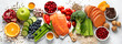 Anti Aging foods on light background.