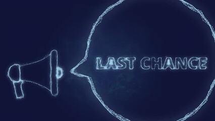 Aufkleber - Megaphone banner with speech bubble and text last chance. Plexus style of green glowing dots and lines