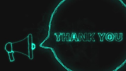Leinwandbilder - Megaphone banner with speech bubble and text thank you. Plexus style of green glowing dots and lines