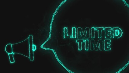Fototapete - Megaphone banner with speech bubble and text limited time. Plexus style of green glowing dots and lines