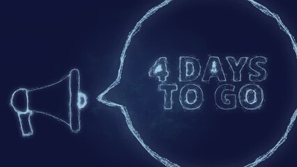 Fototapete - Megaphone banner with speech bubble and text 4 days to go. Plexus style of green glowing dots and lines