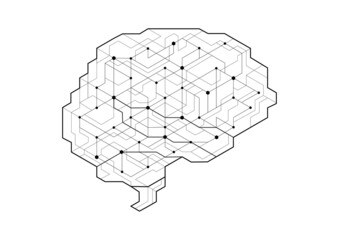Poster - dot circuit board brain simple design. artificial intelligence concept.