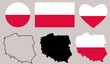 poland map flag icon set