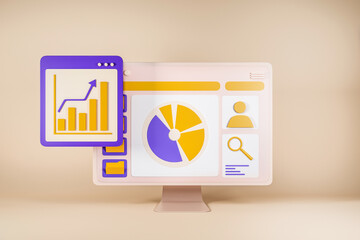 Poster - Computer screen with widget, financial data and graphs