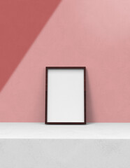 Poster - frame background using 3D rendering and geometry. Framed background mock-up for poster design or exhibition of artwork. 3d rendering illustration.
