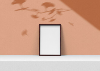 Poster - frame background using 3D rendering and geometry. Framed background mock-up for poster design or exhibition of artwork. 3d rendering illustration.
