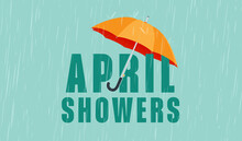 Vector Illustration Of Umbrella In The Rain For April Showers.