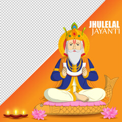 Wall Mural - vector illustration for Lord Cheti Chand Jhulelal Jayanti, sindhi Hindu god.