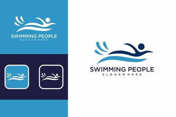 Wall Mural - Person swimming logo design template