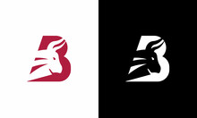 Letter B Creative Head Buffalo Bull Elegant Logo Symbol Design Illustration Vector For Company