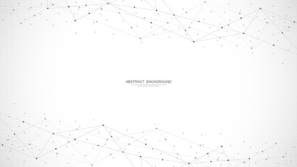 Abstract background and geometric pattern with connecting the dots and lines. Networking concept, internet connection and global communication