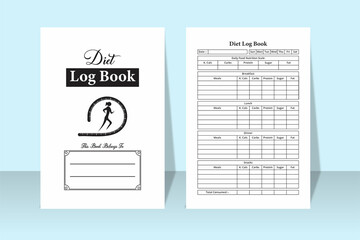 Poster - Diet planner KDP interior journal template. Daily food planner and diet control notebook interior. KDP interior log book. Daily nutrition tracker and healthy food menu planner template.