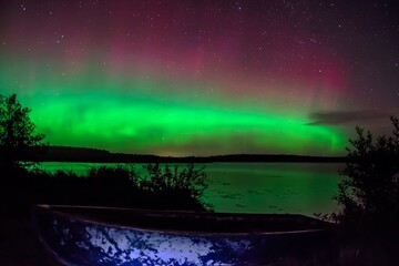 aurora over the lake