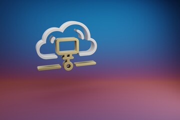Leinwandbilder - Beautiful Cloud Data Storage  symbol icon on a bright colored background. 3d rendering illustration. Background pattern for design. Web Hosting..