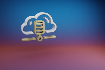 Aufkleber - Beautiful Cloud Database Server symbol icon on a bright colored background. 3d rendering illustration. Background pattern for design. Web Hosting..