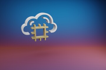 Poster - Beautiful Cloud Server CPU  symbol icon on a bright colored background. 3d rendering illustration. Background pattern for design. Web Hosting..