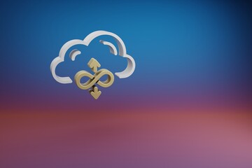 Aufkleber - Beautiful Cloud Server Bandwidth symbol icon on a bright colored background. 3d rendering illustration. Background pattern for design. Web Hosting..
