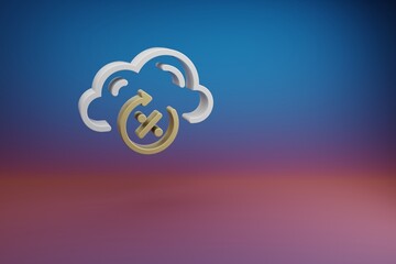Fototapete - Beautiful Cloud Server Uptime symbol icon on a bright colored background. 3d rendering illustration. Background pattern for design. Web Hosting..